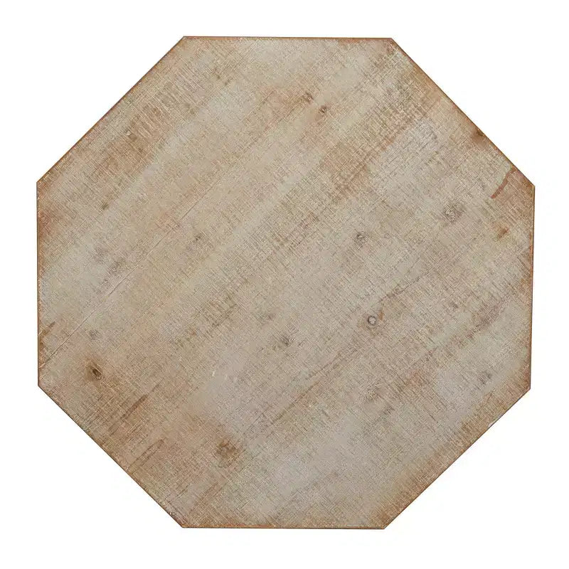 Table d’appoint en bois blanchi de style maison de campagne, marron, fabriquée à la main, aucun assemblage requis