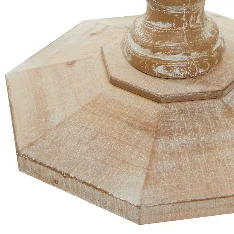 Table d’appoint en bois blanchi de style maison de campagne, marron, fabriquée à la main, aucun assemblage requis