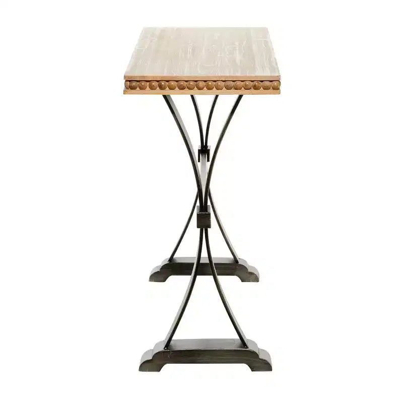 Table console industrielle en bois, marron