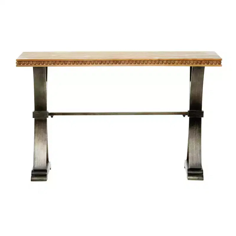 Table console industrielle en bois, marron