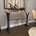 Table console industrielle en bois, marron