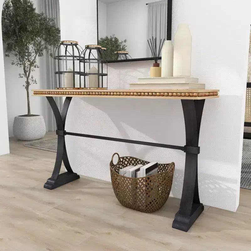 Table console industrielle en bois, marron
