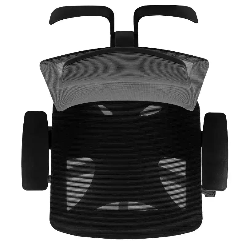Ergonomischer Bürostuhl mit Netzbezug, Synchronmechanik, schwenkbarer, verstellbarer Kopfstütze, Lordosenstütze, Kleiderbügel und verstellbaren Armlehnen