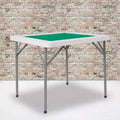 Mesa plegable cuadrada blanca para juegos de cartas, de 34.5, para 4 jugadores, con superficie de juego de fieltro verde y portavasos