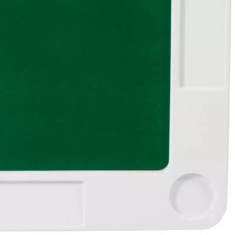 Mesa plegable cuadrada blanca para juegos de cartas, de 34.5, para 4 jugadores, con superficie de juego de fieltro verde y portavasos