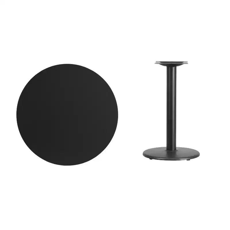 Plateau de table rond en stratifié de 30 avec base ronde de 18 à hauteur de table