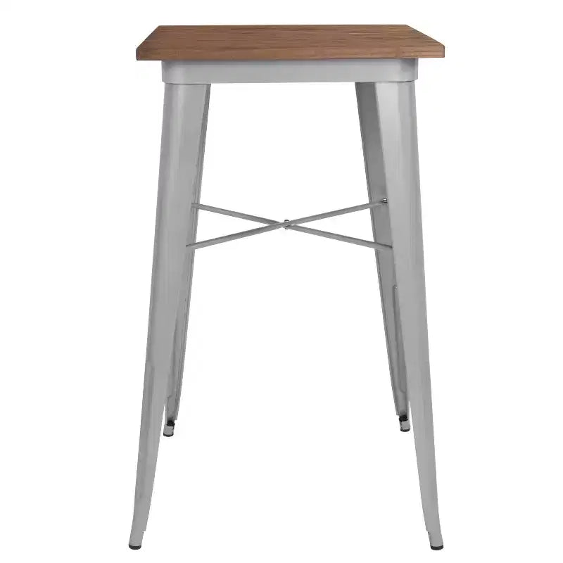 Mesa interior de bar de madera y metal de 23.75