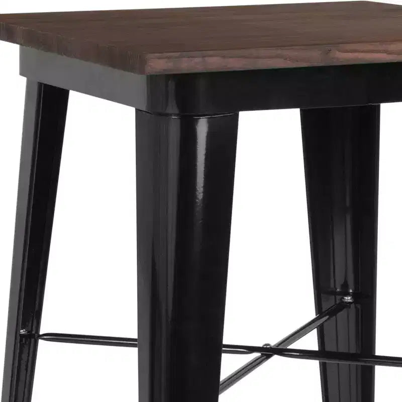 Mesa interior de bar de madera y metal de 23.75