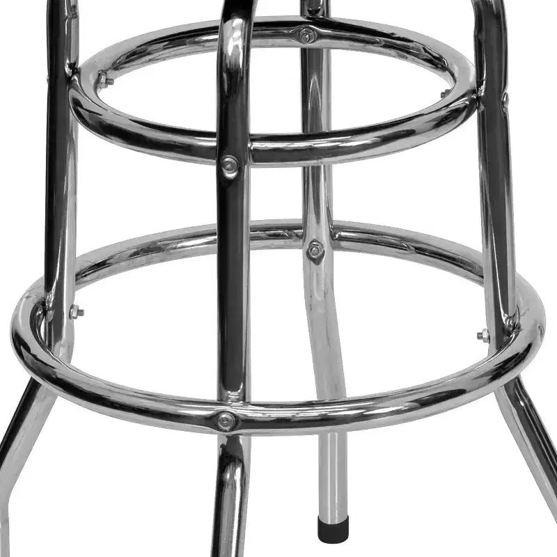 Retro-Restaurant-Barhocker aus Chrom mit Doppelring und ohne Rückenlehne