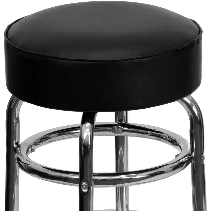 Retro-Restaurant-Barhocker aus Chrom mit Doppelring und ohne Rückenlehne