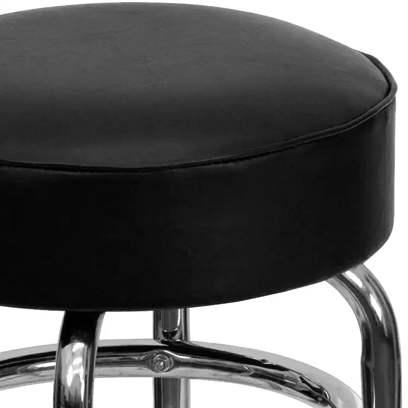 Retro-Restaurant-Barhocker aus Chrom mit Doppelring und ohne Rückenlehne
