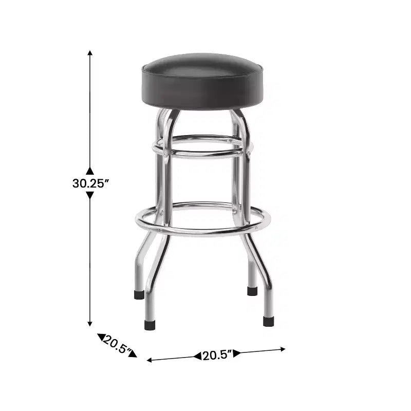 Retro-Restaurant-Barhocker aus Chrom mit Doppelring und ohne Rückenlehne