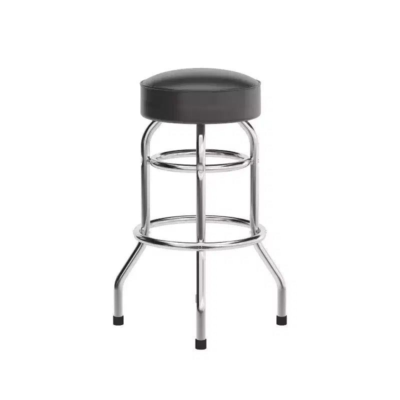 Retro-Restaurant-Barhocker aus Chrom mit Doppelring und ohne Rückenlehne