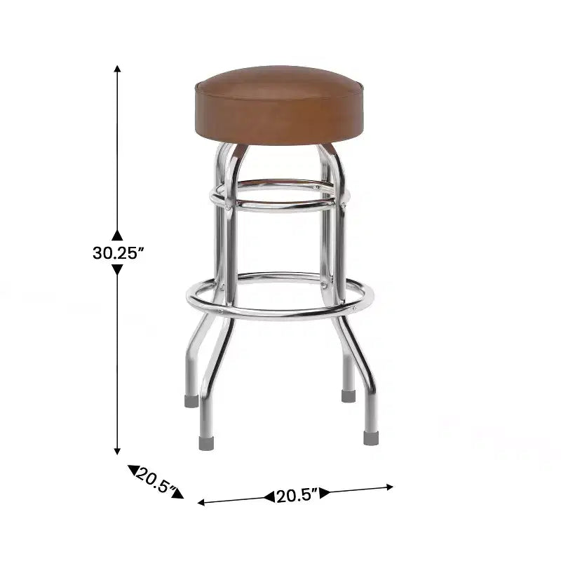 Retro-Restaurant-Barhocker aus Chrom mit Doppelring und ohne Rückenlehne