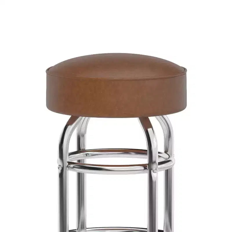 Retro-Restaurant-Barhocker aus Chrom mit Doppelring und ohne Rückenlehne
