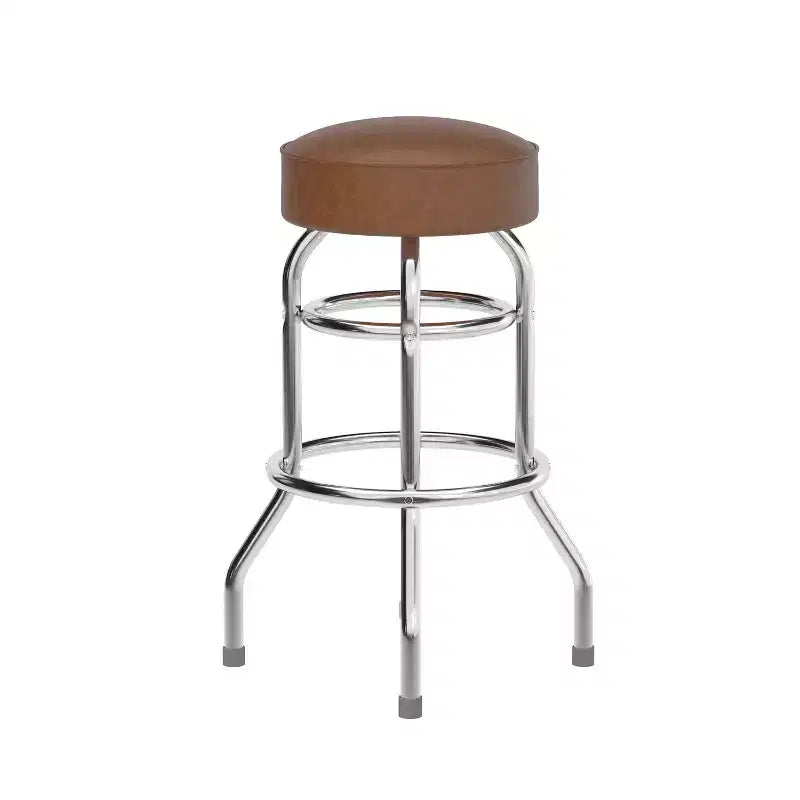 Retro-Restaurant-Barhocker aus Chrom mit Doppelring und ohne Rückenlehne