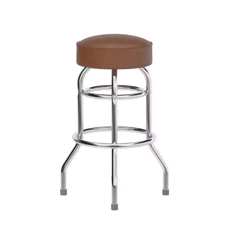 Retro-Restaurant-Barhocker aus Chrom mit Doppelring und ohne Rückenlehne