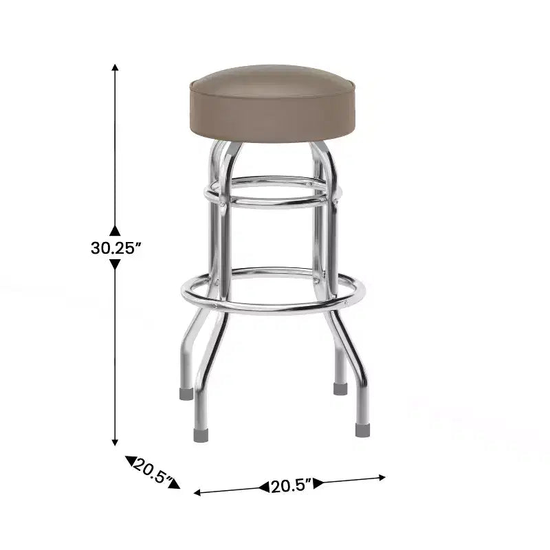 Retro-Restaurant-Barhocker aus Chrom mit Doppelring und ohne Rückenlehne