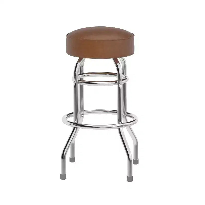 Taburete de bar retro sin respaldo, doble aro cromado, para restaurante