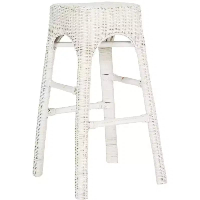Tabouret de bar de style nordique, blanc patiné
