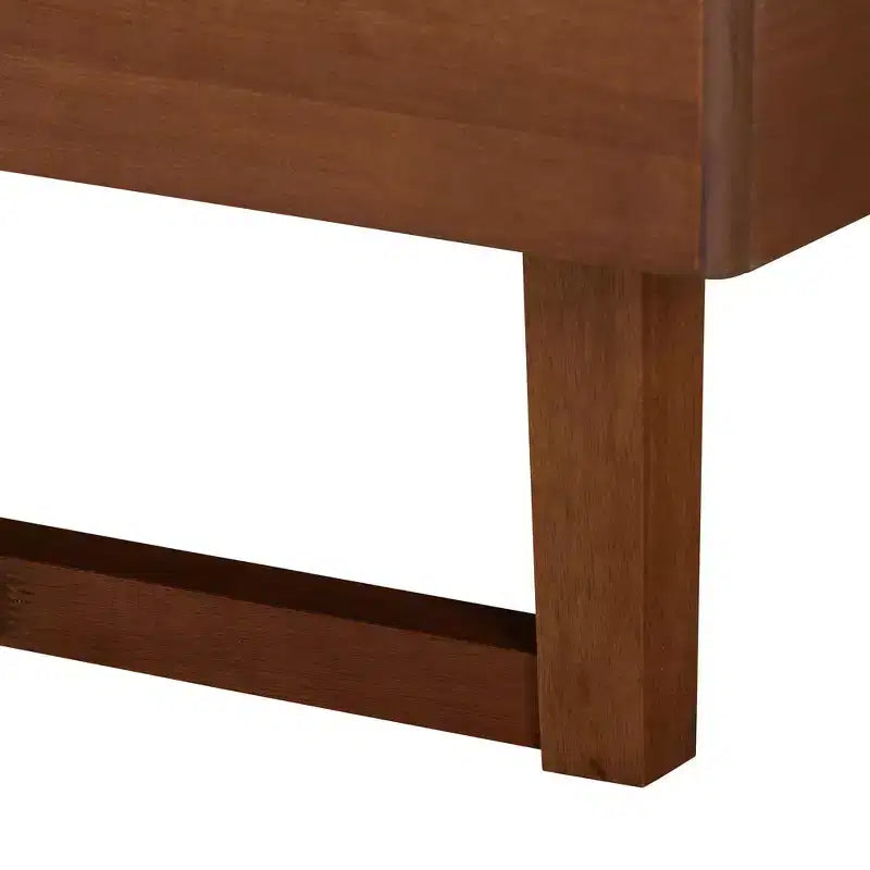 Cama con base de plataforma de tela y madera, gris/marrón nogal: sin somier, cabecero capitoné