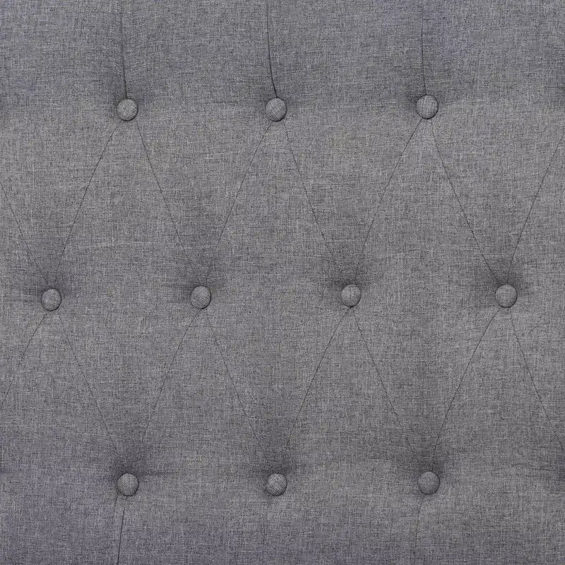 Cama con base de plataforma de tela y madera, gris/marrón nogal: sin somier, cabecero capitoné